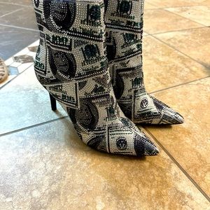 INC brand money rhinestone stiletto booties